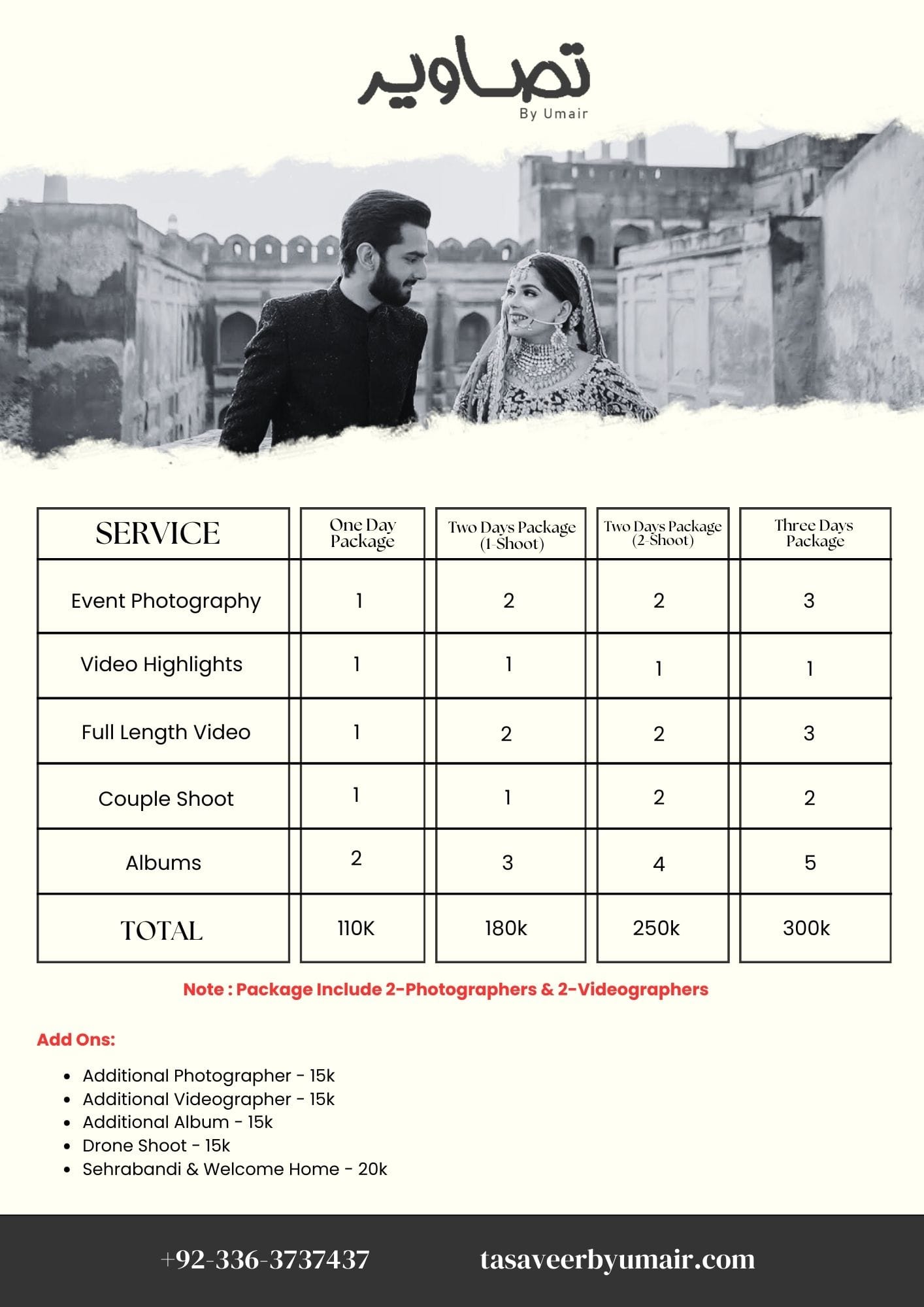 Photography Price Package 2